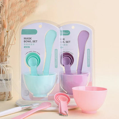 Mask Bowl Makeup Tool Set 4 in 1 – Beauty Skincare Kit with Measuring Spoons & Mixing Tools