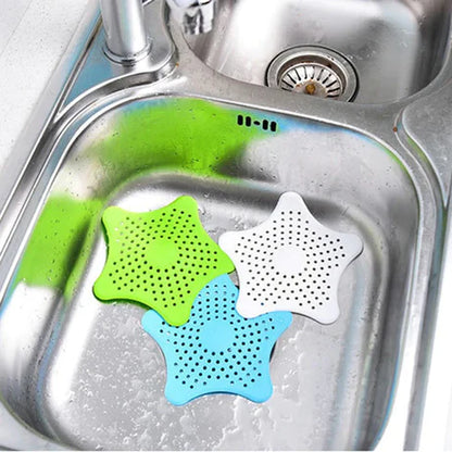 Silicone Sink Star Drain Cover – Anti-Clog Hair & Food Catcher for Kitchen & Bathroom