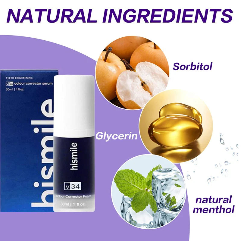 Hismile V34 Colour Corrector Serum | Purple Teeth Whitening Formula | Instantly Brightens Yellow Teeth | With 20-Day Money Back Guarantee |