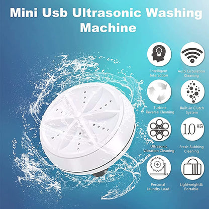 Mini Portable Ultrasonic Turbine Washing Machine Turner | USB Powered Compact Washer | With 20-Day Money Back Guarantee