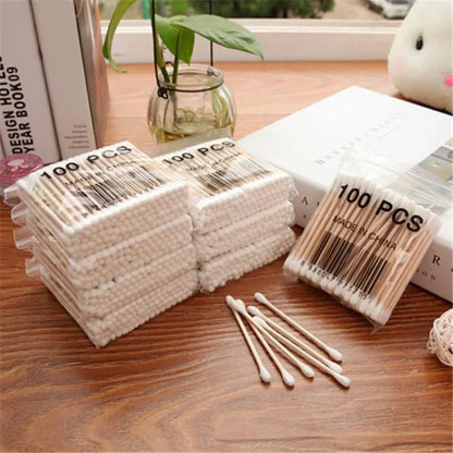 100 PC Ear Cleaning Cotton Buds – Soft Double-Tipped Swabs for Daily Hygiene & Makeup Use