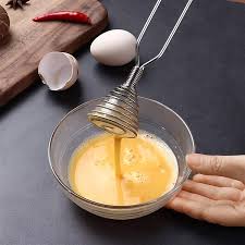 Stainless Steel Spring Egg Beater – Manual Hand Whisk for Mixing & Frothing