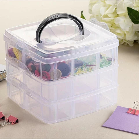 3 Layer 18 Grid Transparent Jewelry Storage Organizer | With 20 Days Money Back Guarantee