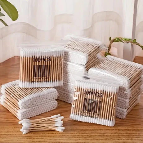 100 PC Ear Cleaning Cotton Buds – Soft Double-Tipped Swabs for Daily Hygiene & Makeup Use